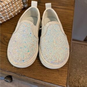 Kids Sparkle Slip-On Shoes - White Glitter